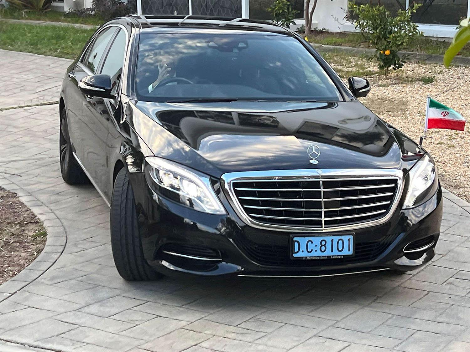 A vehicle leaves the Embassy of the Islamic Republic of Iran in Canberra