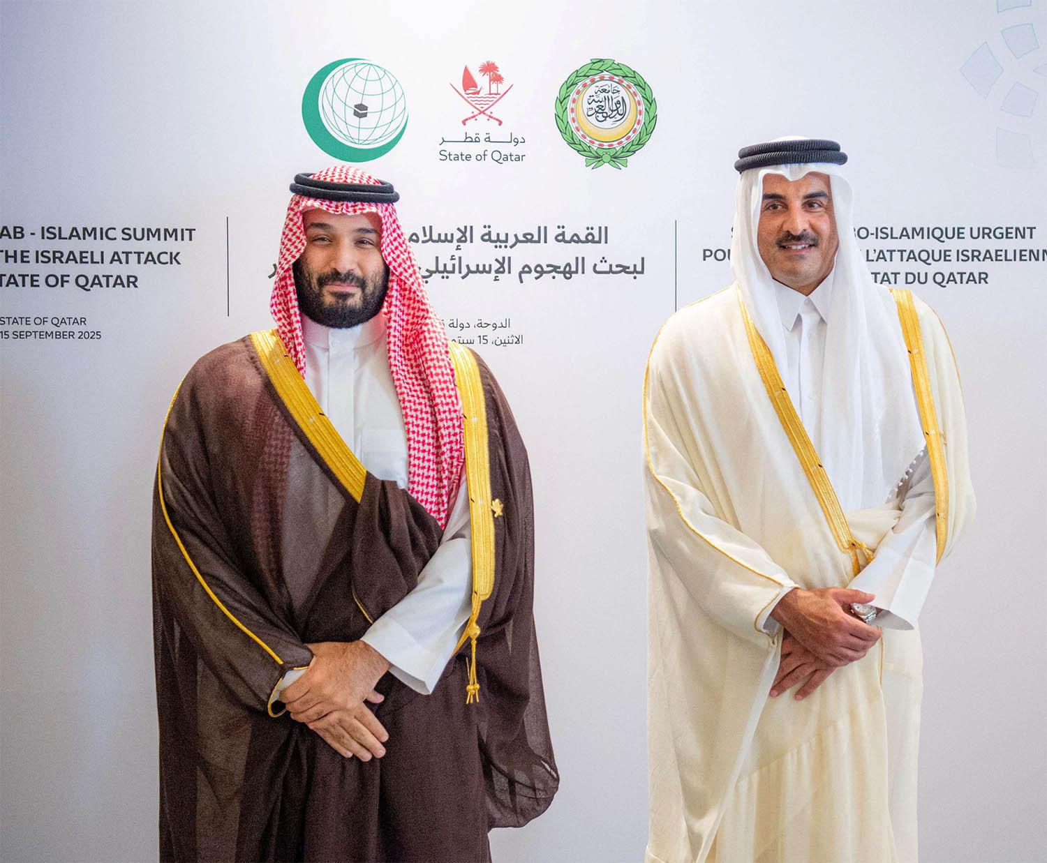 Saudi Crown Prince Mohammed bin Salman and Emir Of Qatar Sheikh Tamim bin Hamad Al Thani in Doha