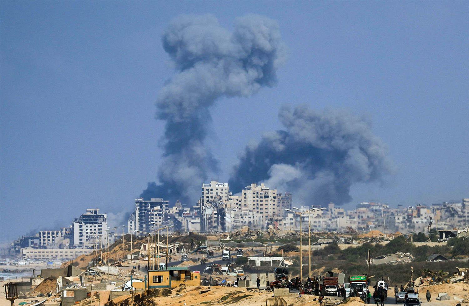 Gaza City under intense Israeli bombardment