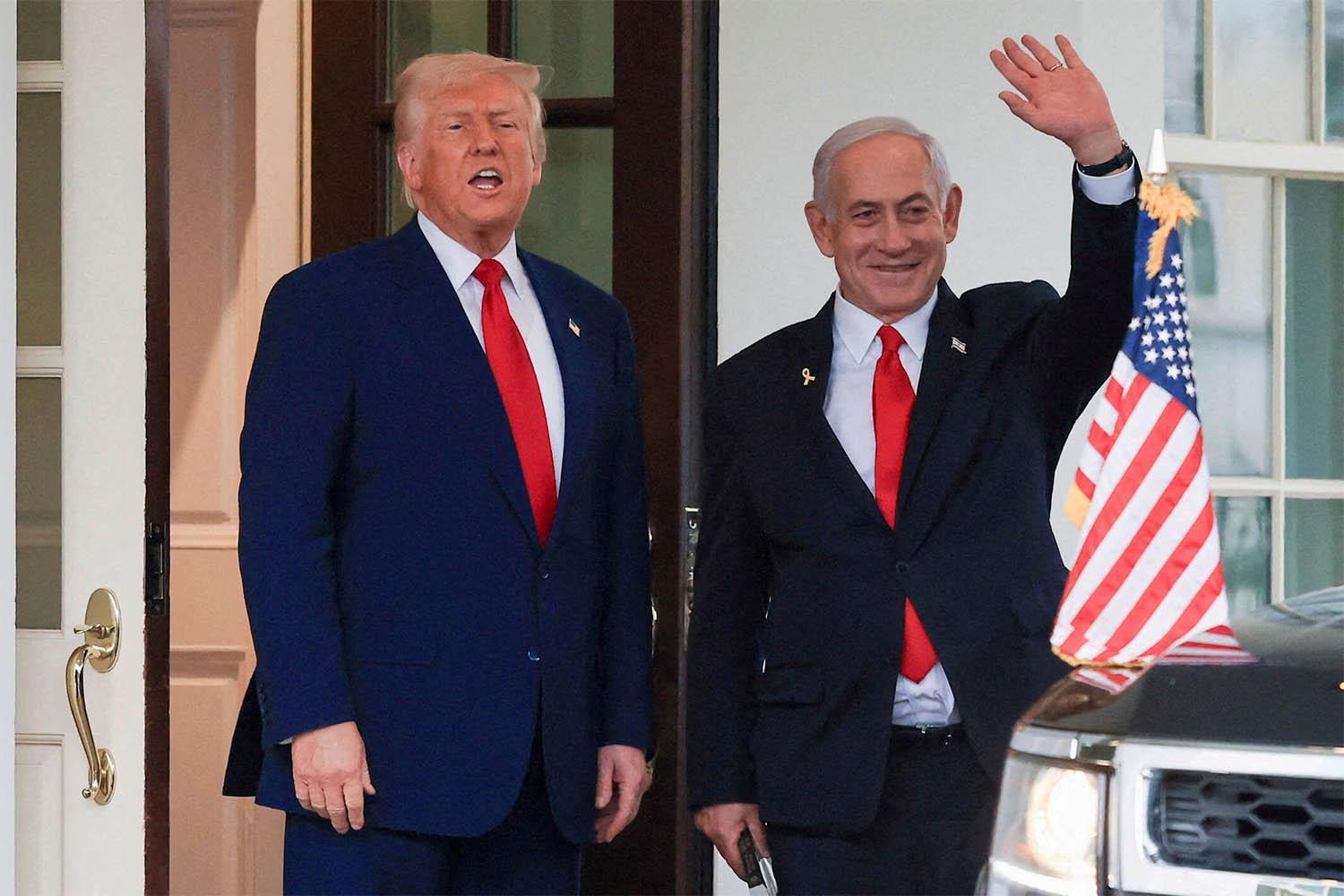 US President Donald Trump and Israeli PM Benjamin Netanyahu following a meeting in the White House on April 7, 2025