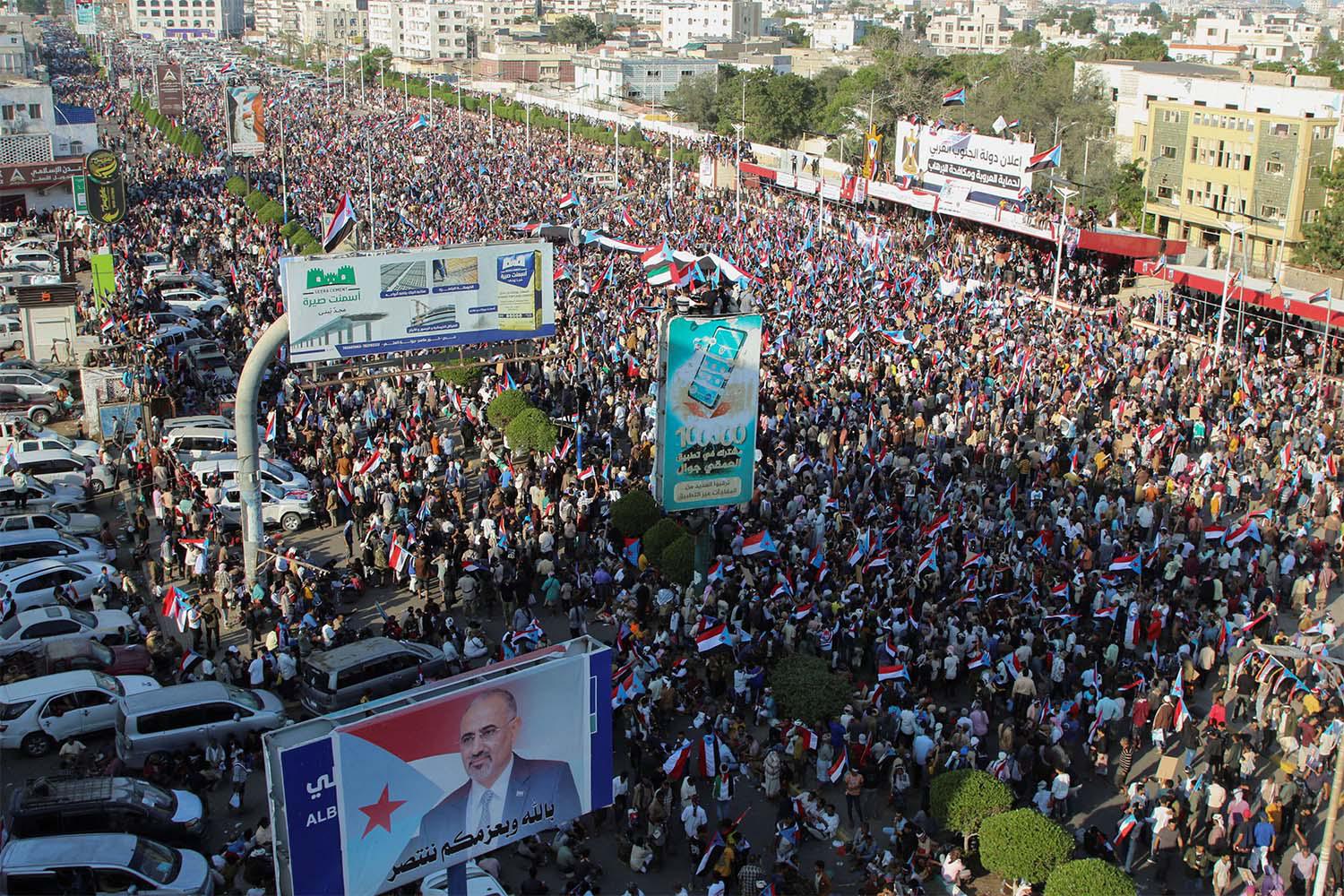 Supporters of Southern Transitional Council rallied in Aden on January 10