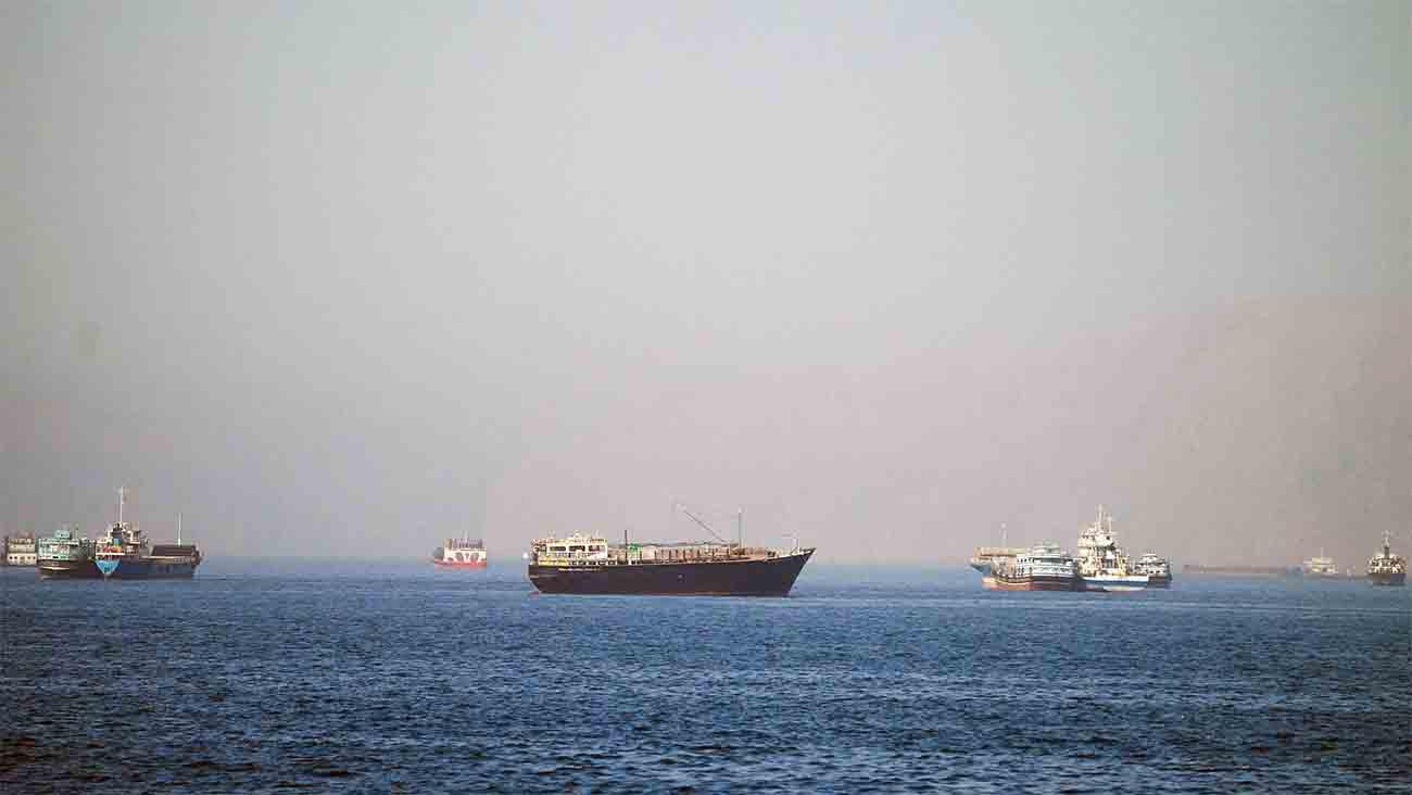 Vessels are seen at the Strait of Hormuz