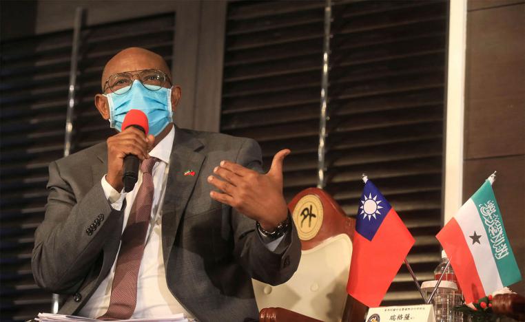 Somaliland's Foreign Minister Essa Kayd Mohamoud speaks during a news conference in Taipei, Taiwan, February 11, 2022